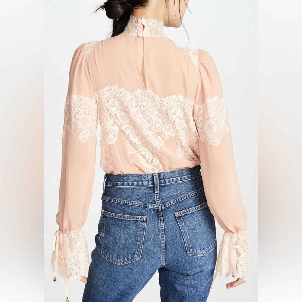 We Are HAH x Revolve Queen 4 A Day Lace Chiffon Bodysuit in Copper Rose size XS - Picture 3 of 16